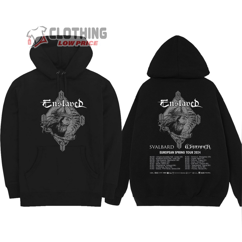 Enslaved Spring Tour 2024 Shirt, Enslaved Band Merch, Enslaved Tour 2024 With Svalbard And Wayfarer Hoodie