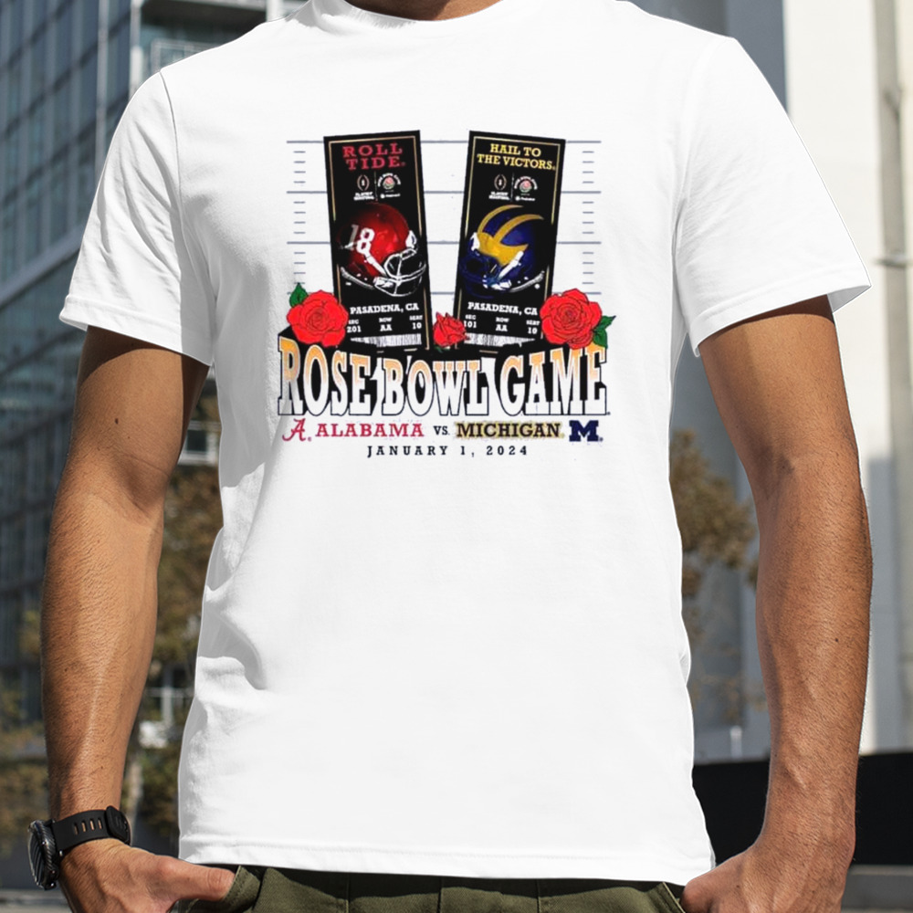 Michigan Wolverines vs Alabama Crimson Tide 2024 Rose Bowl Matchup Unmatched Excellence T-Shirt