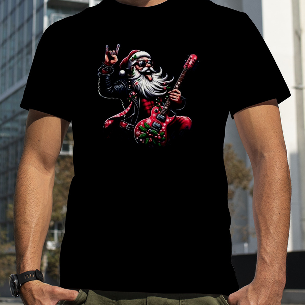 Santa Rockin Jam Rock And Roll Santa Christmas Cool T-shirt