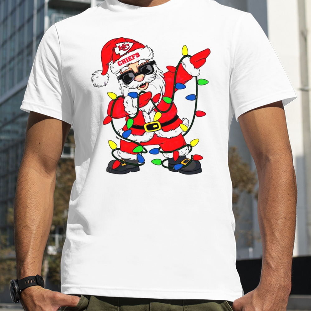 Santa dabbing Kansas City Chiefs Christmas lights shirt