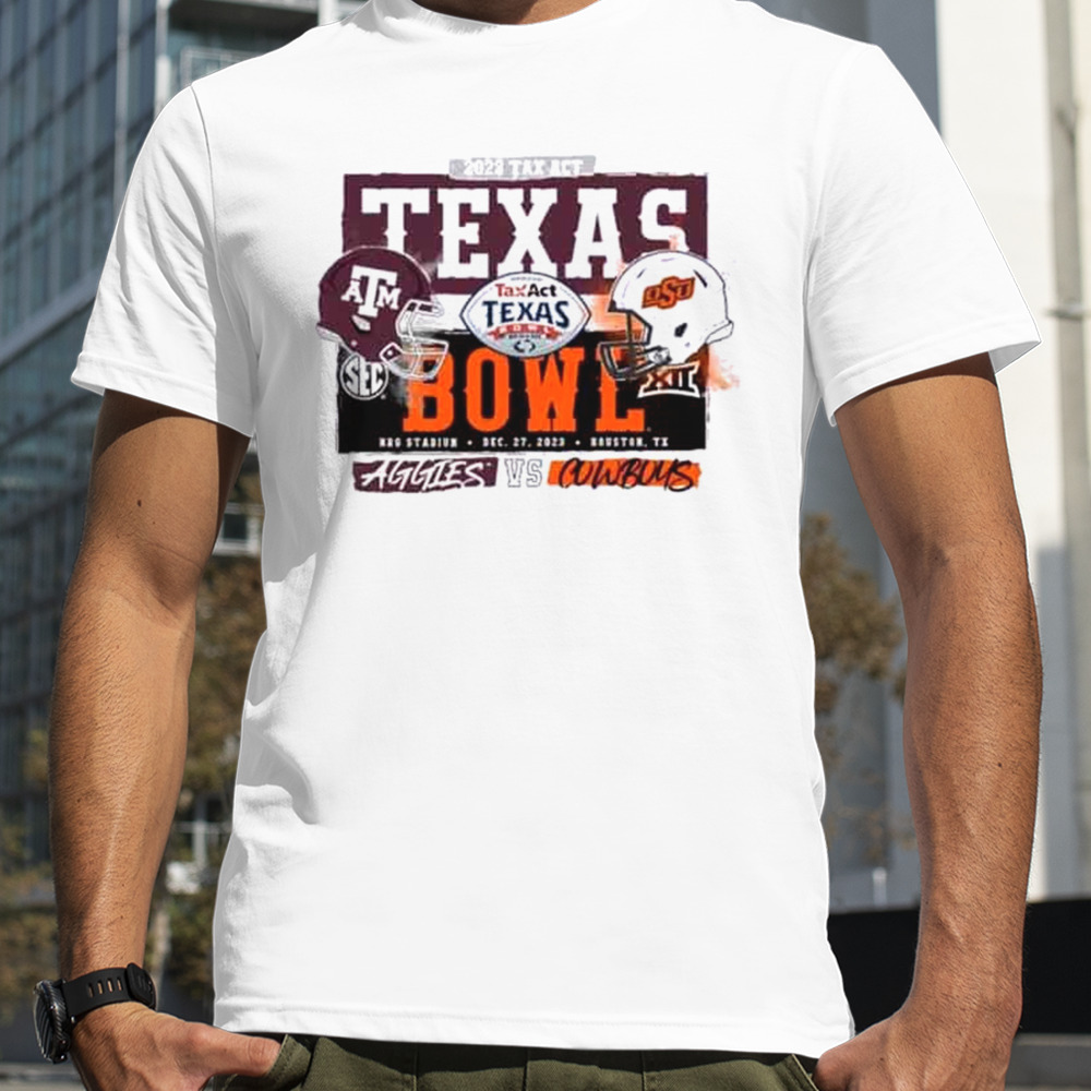 Texas AM vs Oklahoma State Cowboys 2023 TaxAct Texas Bowl Head To Head T-Shirt