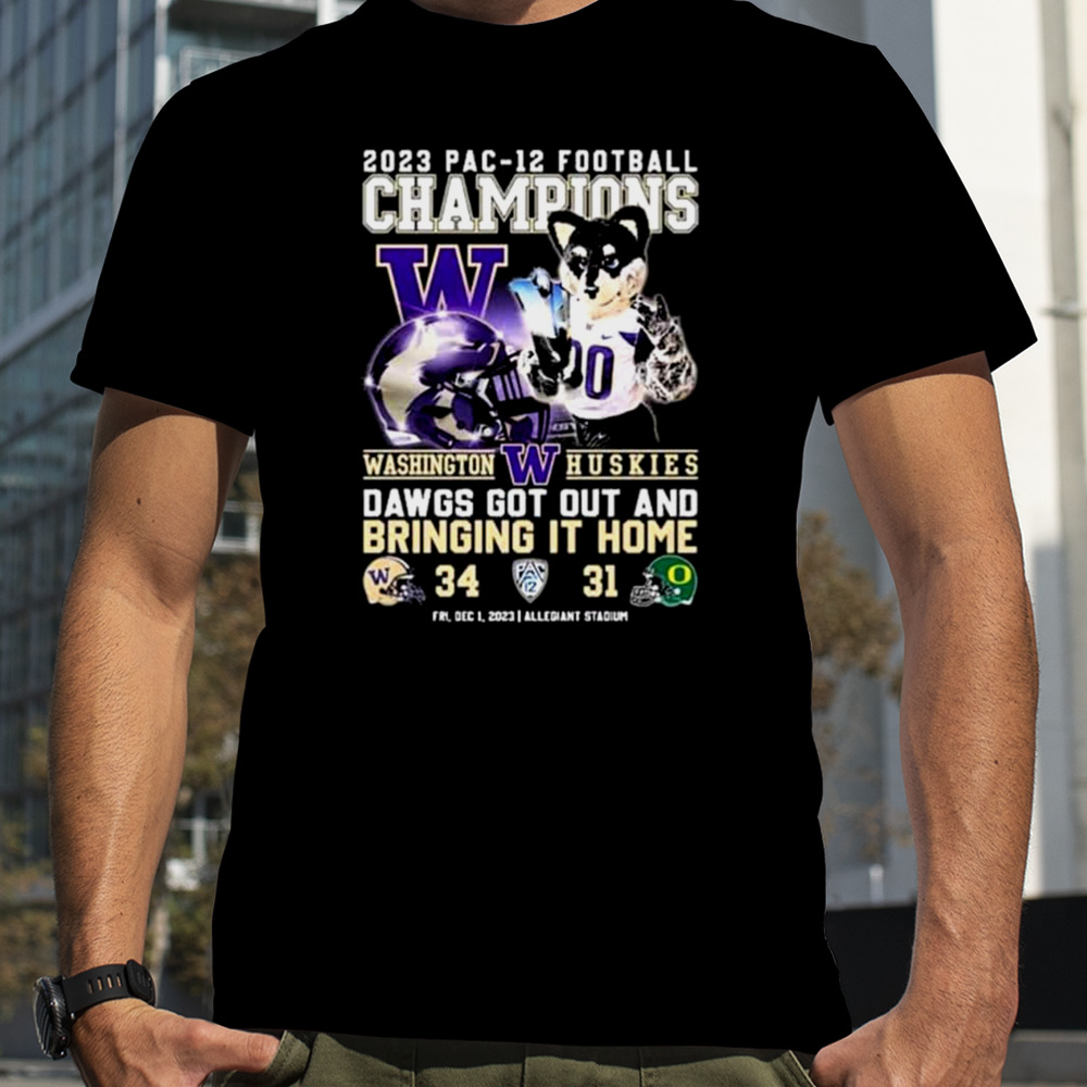 Washington Huskies 2023 PAC-12 Football Champions Dawgs Got Out And Bringing It Home T-Shirt