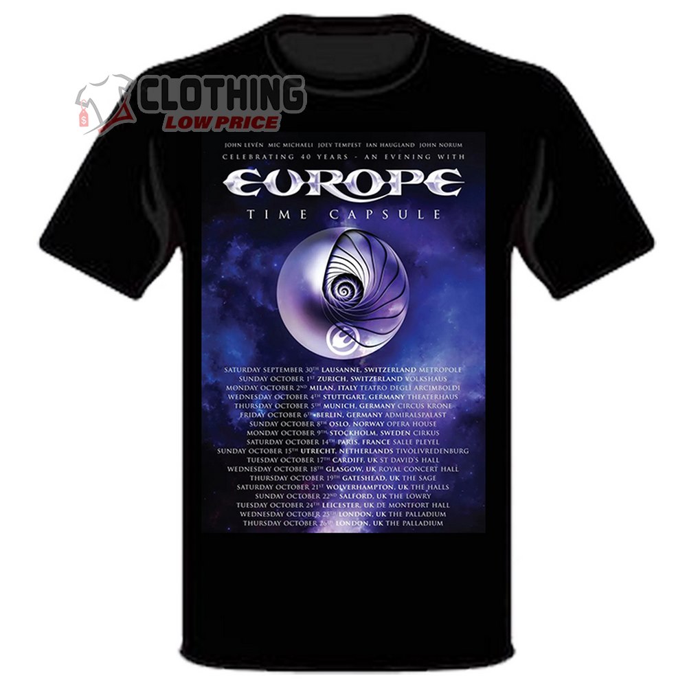 Europe Tour 2023 Celebrating 40 Years Merch, Europe 40 Years Schedule T-Shirt