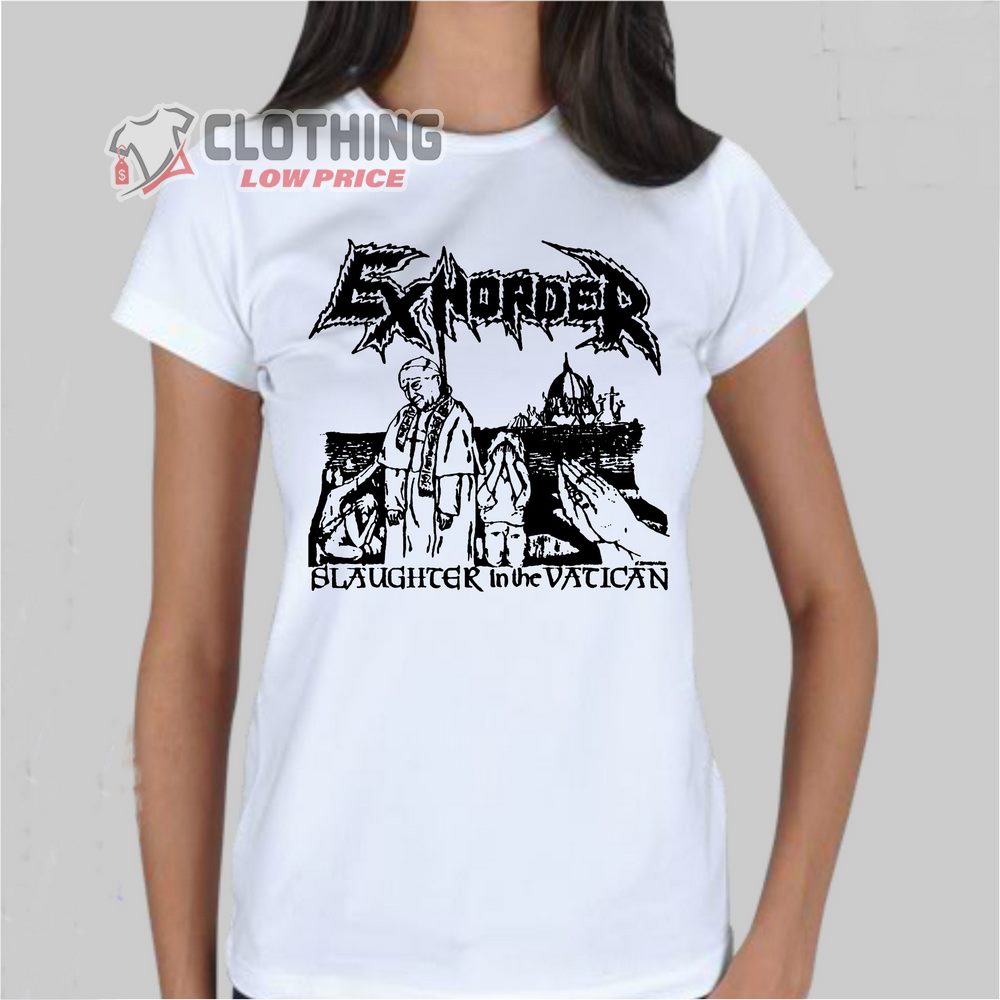 Exhorder The Man That Never Was Lyrics Merch, Exhorder World Tour White Shirt