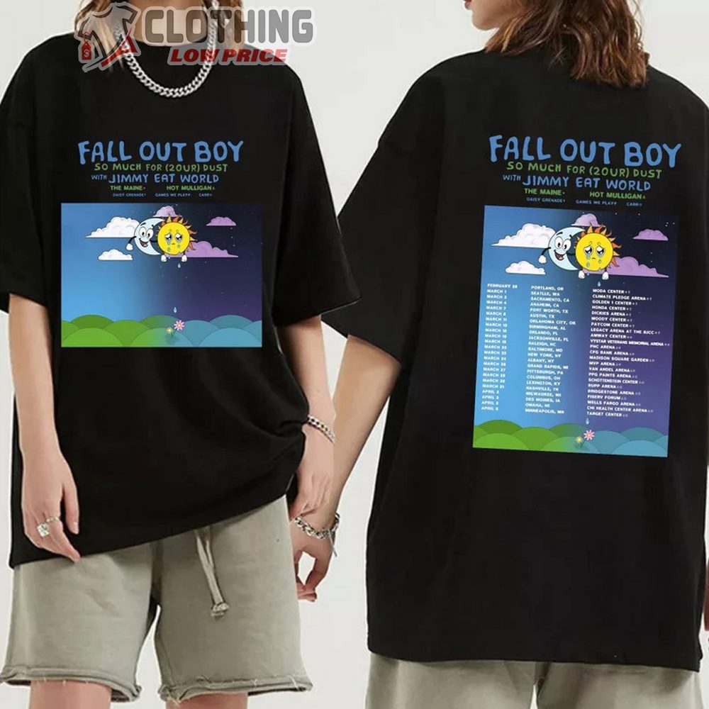 Fall Out Boy Band World Tour 2024 Merch, Fall Out Boy So Much For 2our Dust Shirt, Fall Out Boy 2024 tour with Jimmy Eat World, Hot Mulligan Tee, Fall Out Boy Concert 2024 T-Shirt