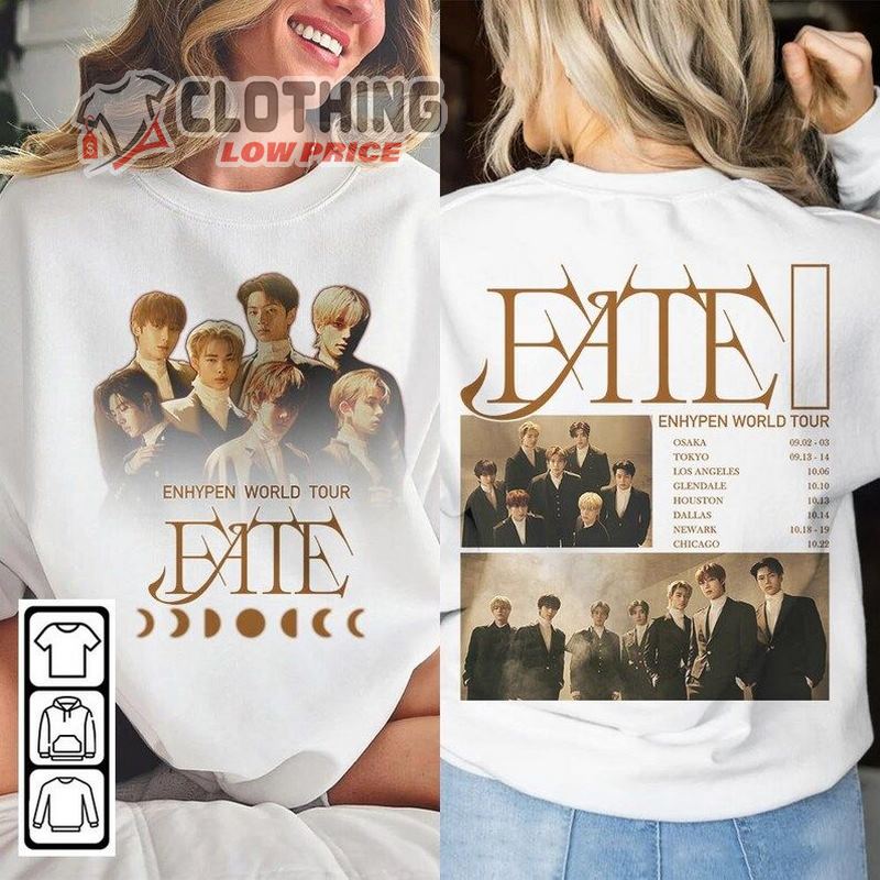 Fate World Tour Los Angeles Shirt, Enhypen 2023 Fate World Tour Dates Hoodie, Enhypen Fate World Tour 2023 Setlist Merch