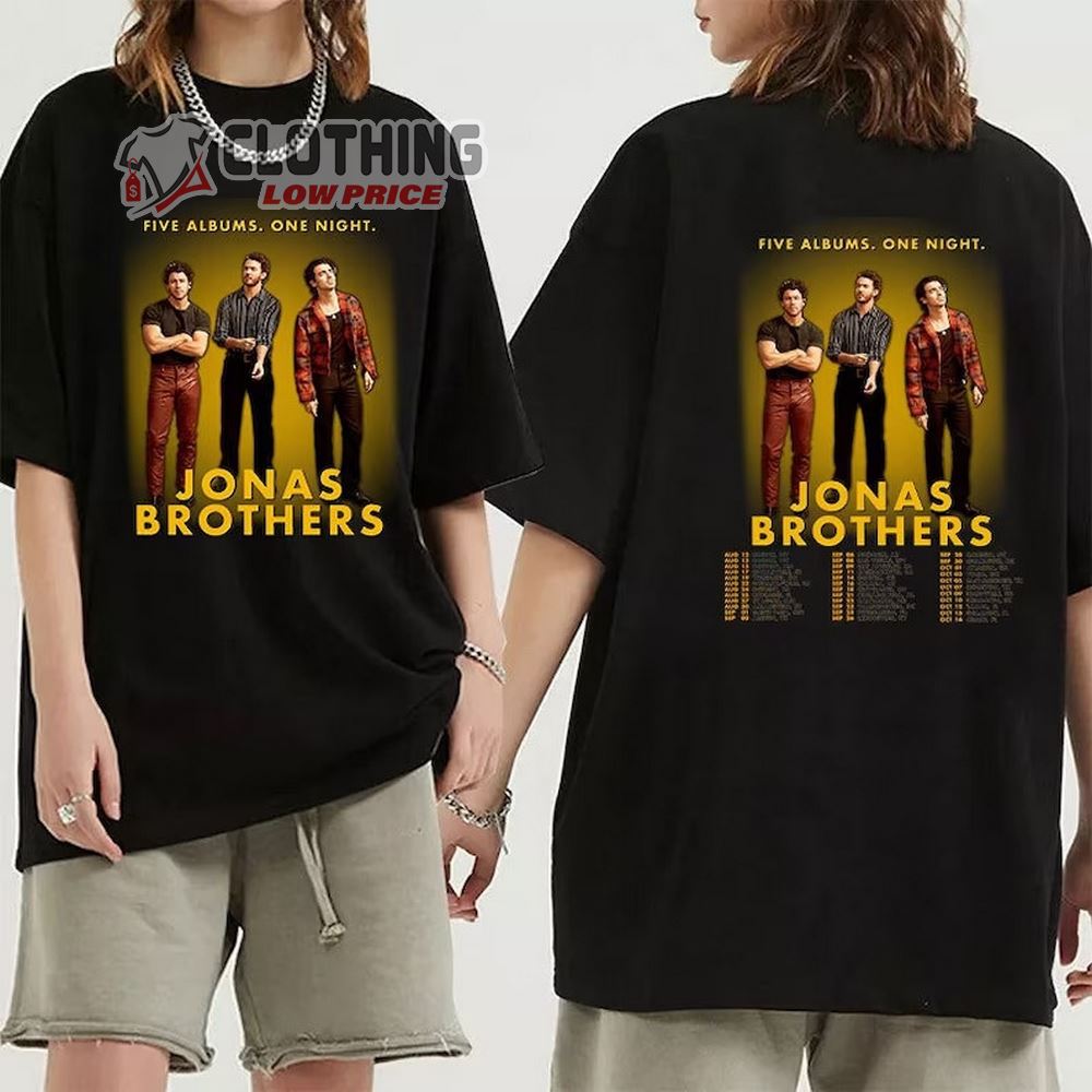 Five Albums One Night Tour 2023 Jonas Brothers Merch, Jonas Brothers Tour Dates 2023 Shirt, Jonas Brothers Five Albums One Night Tour 2023 Tickets T-Shirt