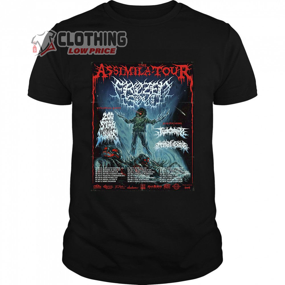 Frozen Soul North American Tour 2023 Merch, Frozen Soul, 200 Stab Wounds, Judiciary And Tribal Gaze Shirt, Frozen Soul The Assimila-Tour T-Shirt