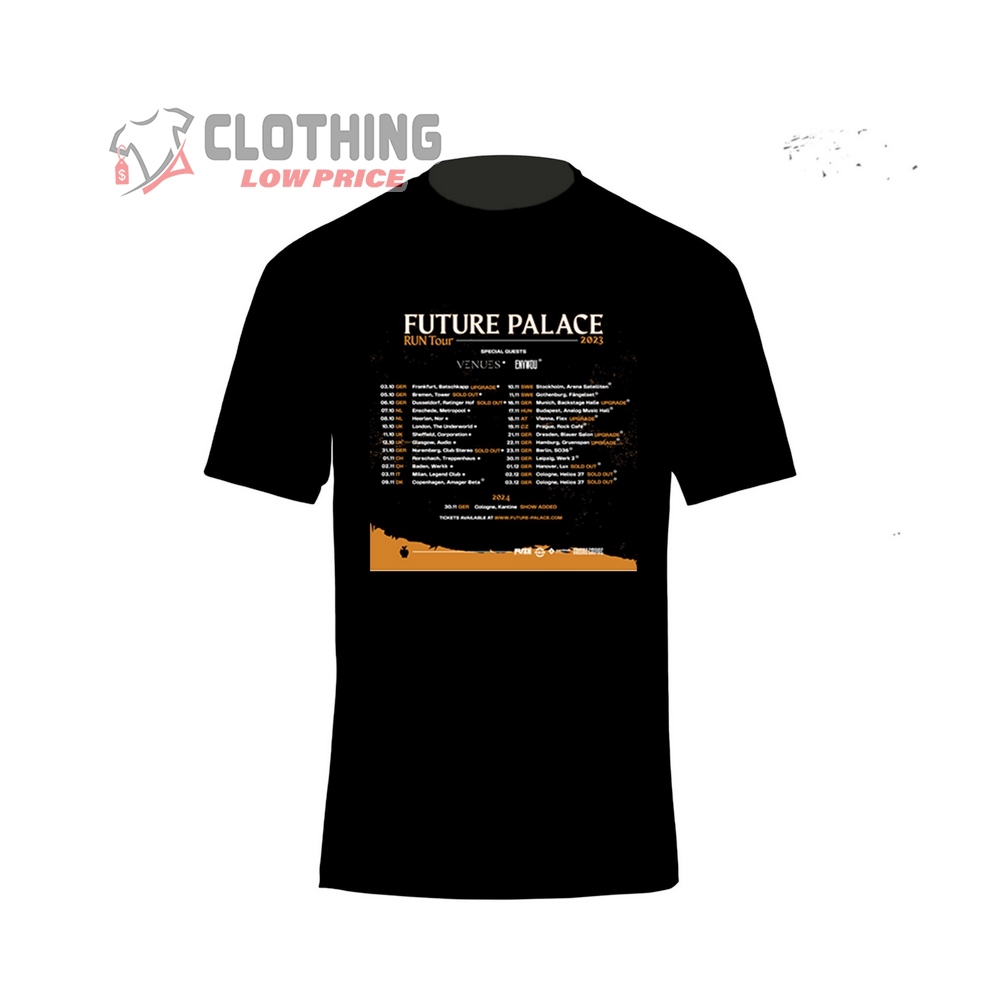 Future Palace Run Tour 2023 Merch, Future Palace Setlist 2023 Shirt, Future Palace Run Tour 2023 With Special Guests Venues And Envyyou T-Shirt