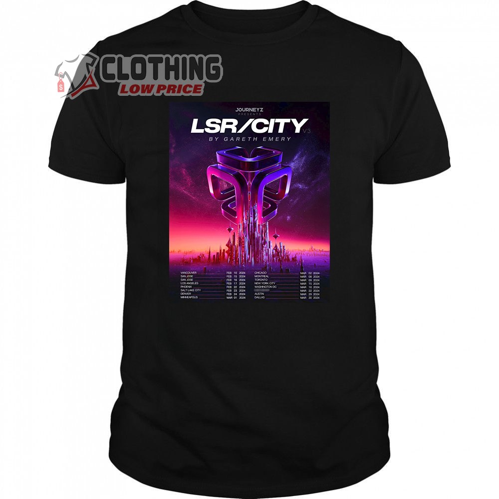 Gareth Emery The Album LSRCITY V3 Merch, Gareth Emery LSRCITY V3 North American Tour 2024 Shirt, Gareth Emery Tour Dates 2024 T-Shirt