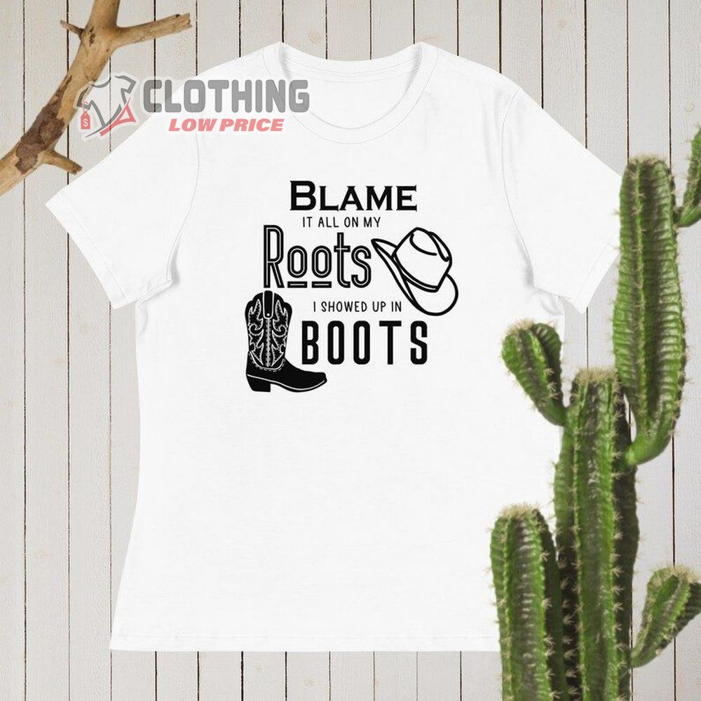 Garth Brooks Country Music Tee, Garth Brooks Tour Merch, Blame It All On My Roots, I Showed Up In Boots Shirt