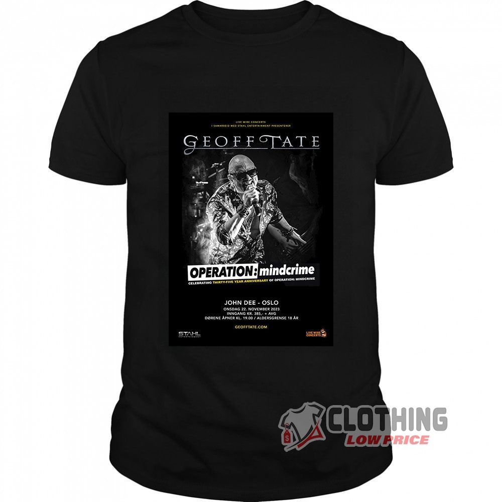 Geoff Tate Tour 2023 Merch, Geoff Tate Operation Mindcrime Shirt, Geoff Tate Thirty-Five Year Anniversary T-Shirt