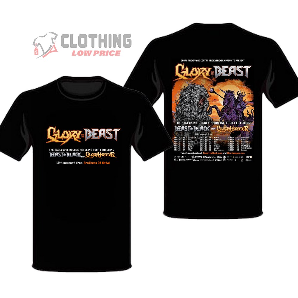 Glory And The Beast With The Exclusive Double Headline Tour Featuring 2024 Schedule T-Shirt