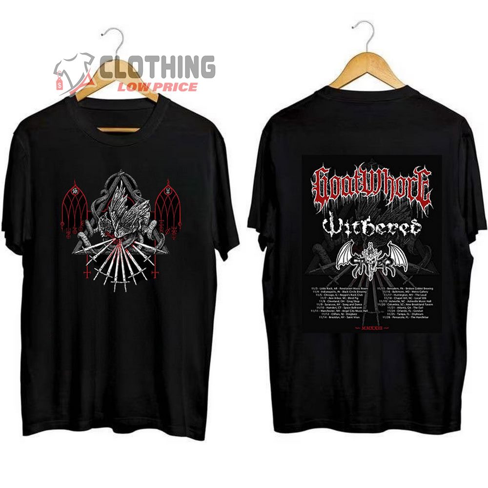 Goatwhore Tour 2023 US Merch, Goatwhore November Headlining Tour Dates Shirt, Goatwhore Withered Spiter Tour T-Shirt