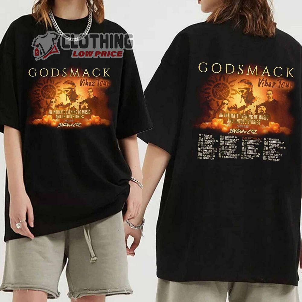 Godsmack Band Fan Club Merch, Godsmack - Vibez 2024 North American Tour Shirt, Godsmack Rock Band Tour Dates 2024 Sweatshirt