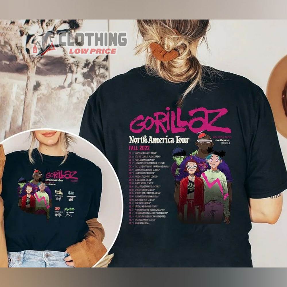 Gorillaz North America Tour 2022 Merch, Gorillaz Cracker Island Lyrics T-Shirt