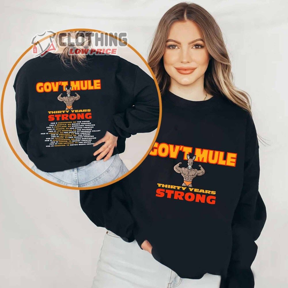 Gov'T Mule The 30 Years Strong Tour 2024 Merch, Gov'T Mule Tour 2024 Setlist Hoodie, Gov'T Mule The 30 Years Strong Tour Shirt, Gov'T Mule 2024 Concert Sweatshirt