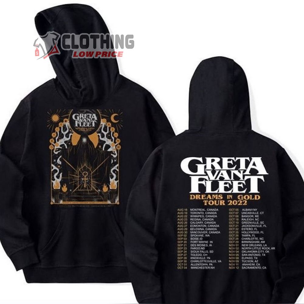 Greta Van Fleet - Dreams In Gold Tour 2022 Shirt, Greta Van Fleet Concert Outfit Shirt, Greta Van Fleet New Orleans Shirt Hoodie