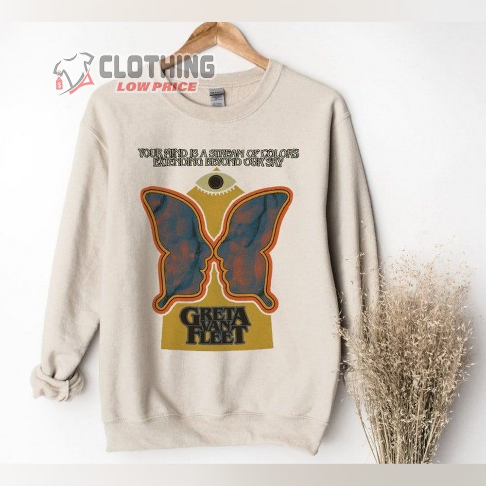 Greta Van Fleet Dreams In Gold Tour 2022 Setlist Merch, Gvf Greta Van Fleet Concert Outfit Sweatshirt