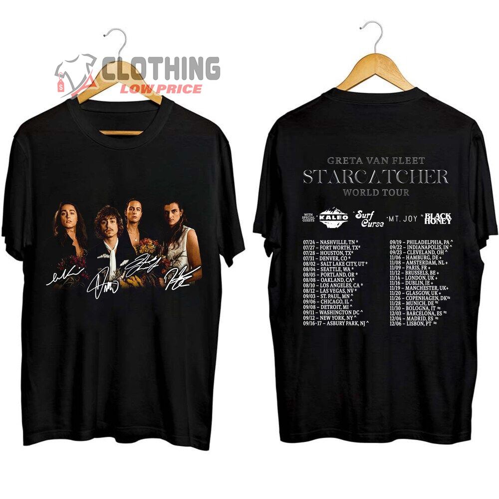 Greta Van Fleet Starcatcher World Tour 2023 Signatures Merch, Greta Van Fleet Album 2023 Shrit, Greta Van Fleet Setlist 2023 Tee, Starcatcher World Tour 2023 T-Shirt