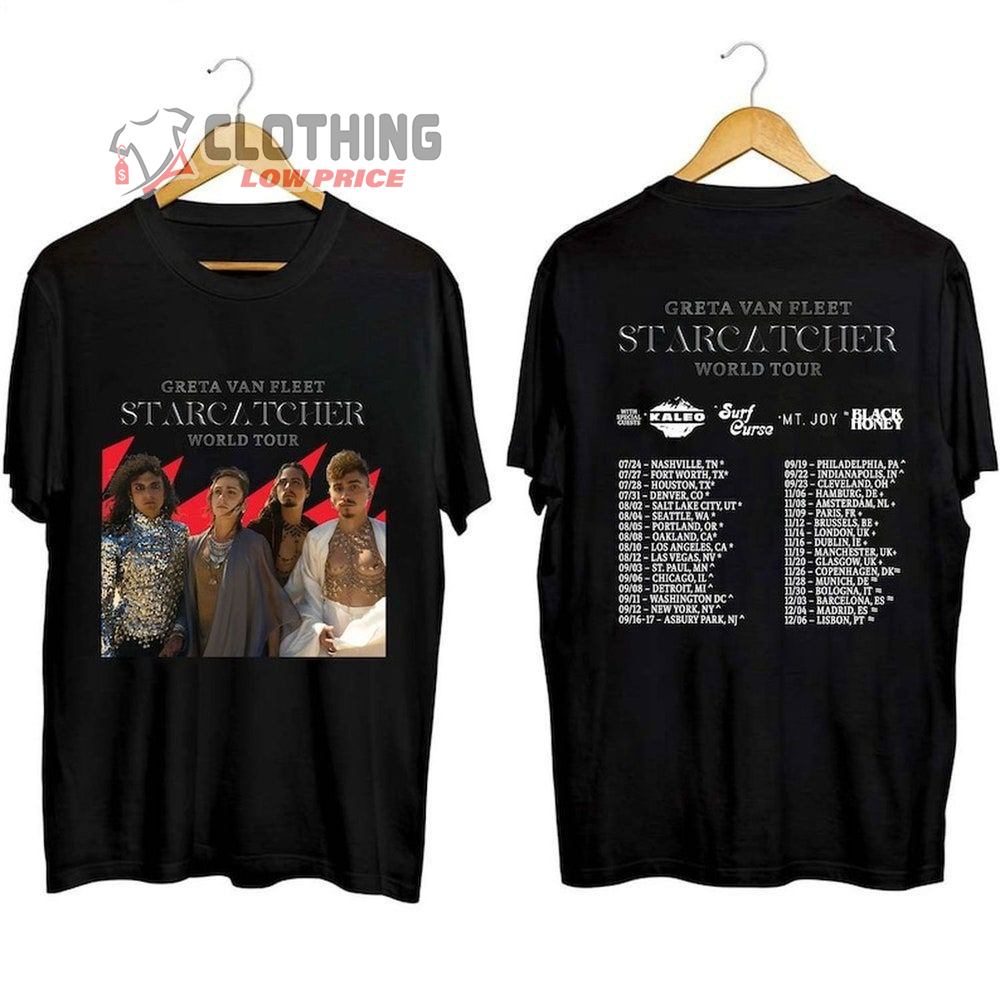 Greta Van Fleet Starcatcher World Tour 2023 Tickets Merch, Greta Van Fleet Setlist 2023 Shirt, Greta Van Fleet Tour Dates 2023 With Special Guests T-Shirt