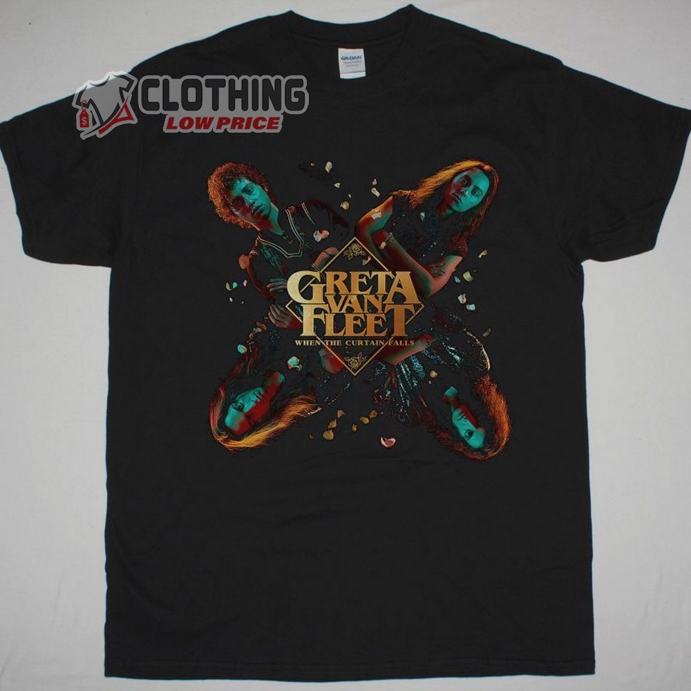 Greta Van Fleet When The Curtain Falls Song Black Tee, Anthem of the Peaceful Army Album Shirt, Greta Van Fleet Concert Setlist TShirts