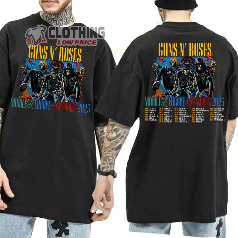 Guns N' Roses North America 2023 Tickets Merch Guns N' Roses Moddle Fast Europe North America 2023 Setlist T-Shirt