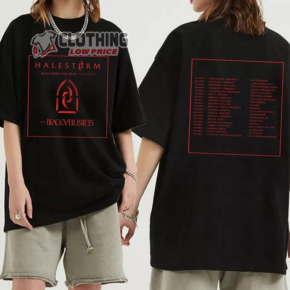 Halestorm Tour 2023 With Black Veil Brides Merch, Halestorm And Black Veil Brides Fall Tour 2023 Shirt, Black Veil Brides 2023 Tour Dates 2023 T-Shirt