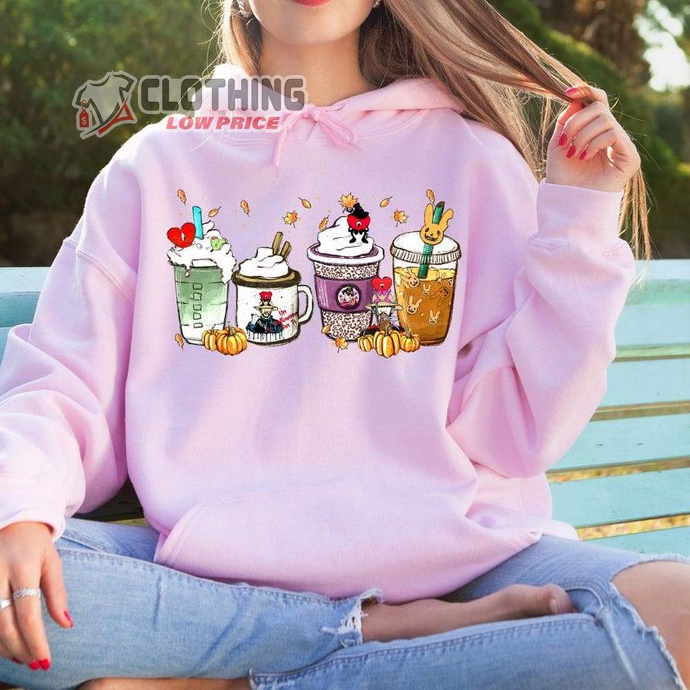 Halloween Sweatshirt, Halloween Bad Bunny Coffee Sweatshirt, Halloween Coffee Shirt, Cute Latte Halloween Shirt, Bad Bunny Hoodie, Coffee Lovers Hoodie, Spooky Pumpkin Halloween, Halloween Gift