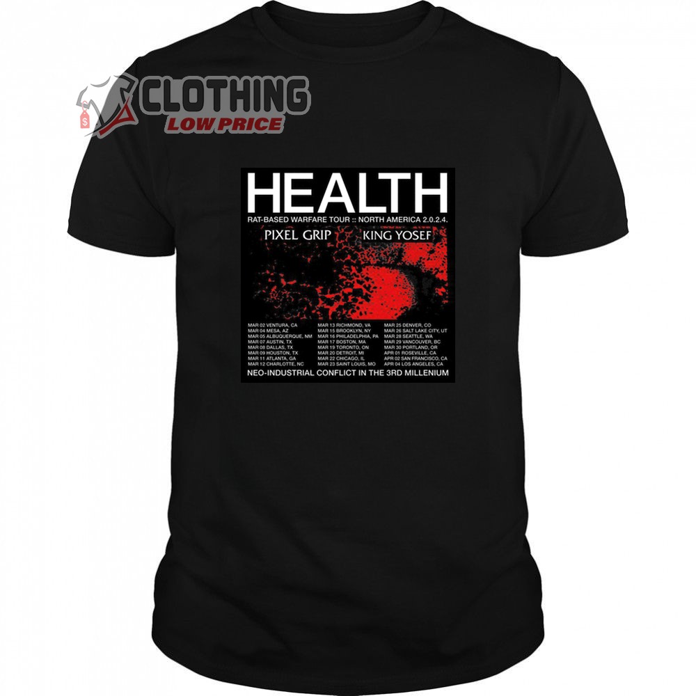 Health Tour 2024 Merch, Health Rat-Based Warfare Tour with Pixel Grip & King Yosef Shirt, Health North America Tour 2024 T-Shirt