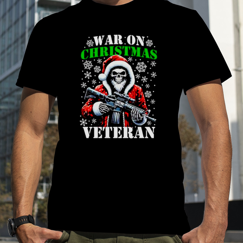 Skeleton Santa war on Christmas veteran shirt