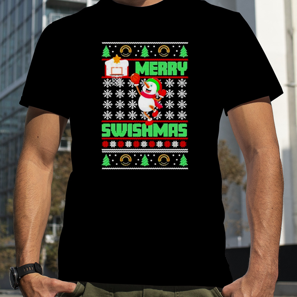 Snowman Play Basetball Merry Shirt