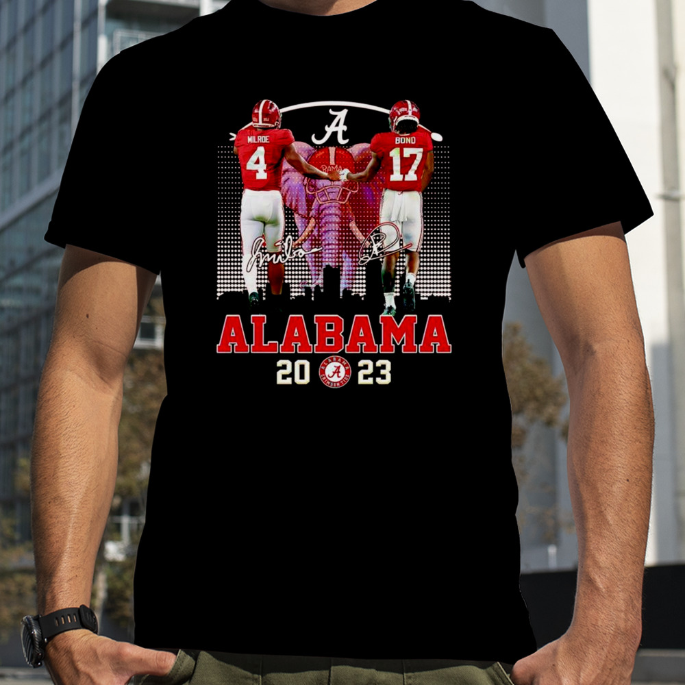 Alabama Crimson Tide Jalen Milroe Isaiah Bond 2023 signatures shirt