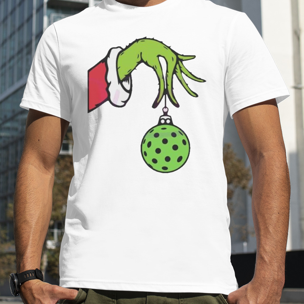 Funny Christmas Pickleball Grinch Hand Shirt