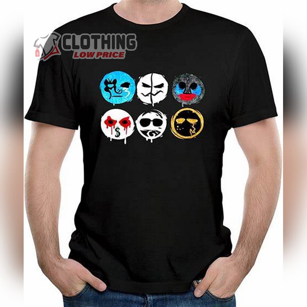 Hollywood Undead Fun Graphic Black Tee Merch, Everywhere I Go Hollywood Undead Song Merch, Hollywood Undead Swan Songs Album Tee Shirts