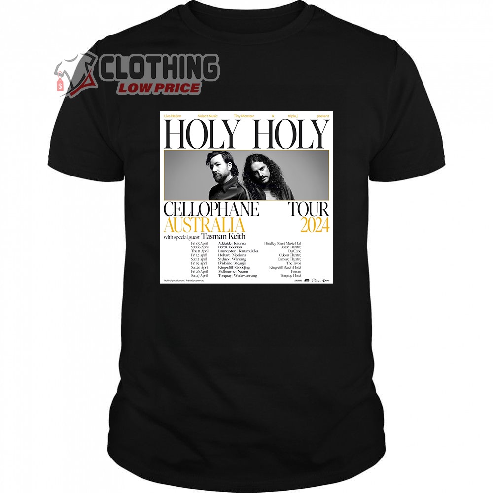 Holy Holy 2024 Tour Merch, Holy Holy Cellophane Australia Shirt, Holy Holy 2024 National Tour With Tasman Keith T-Shirt