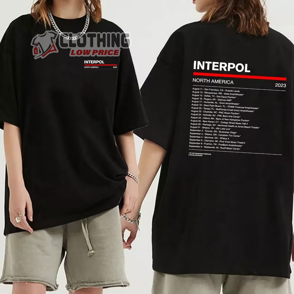 Interpol North America 2023 Tour Dates Merch, Interpol Rock Band 2023 Tour Shirt, Interpol Band Fan T-Shirt