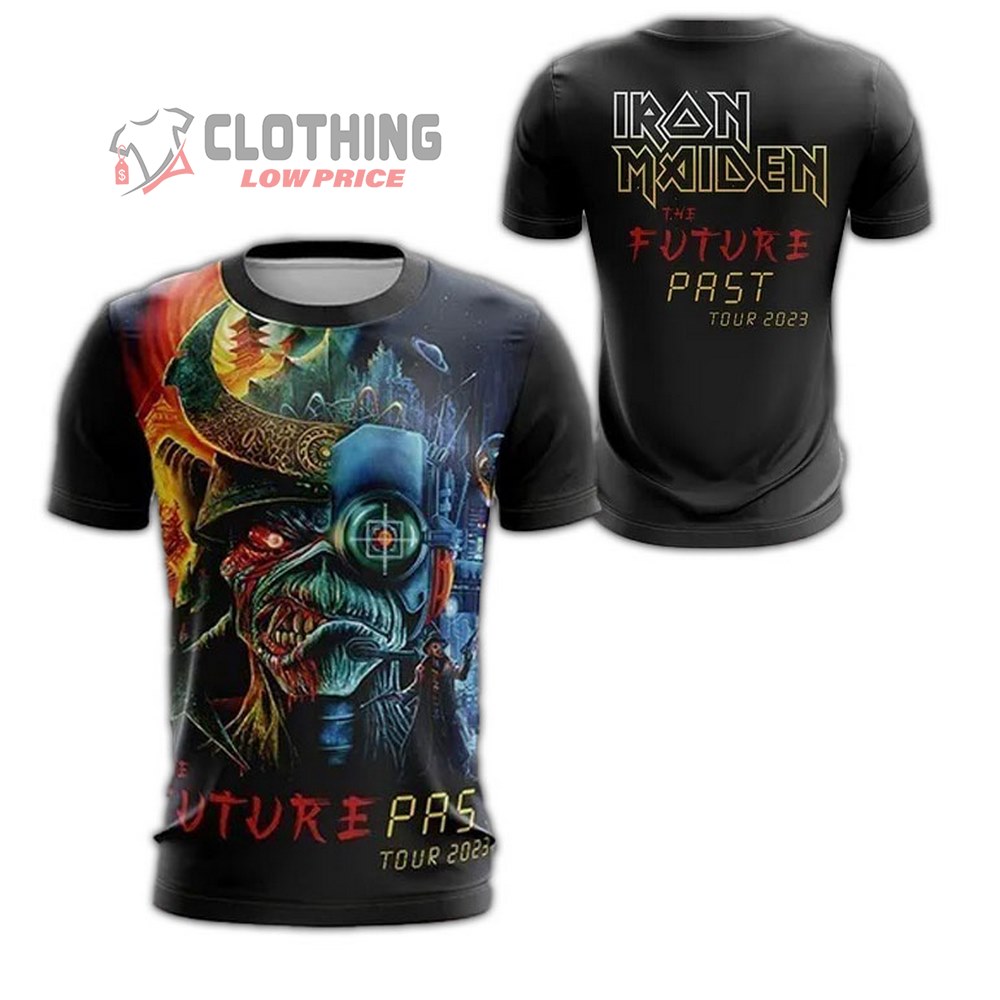 Iron Maiden The Future Past Tour 2023 Dates Merch, Iron Maiden Concert Setlist Shirt, Iron Maiden 2023 Tour 3D T-Shirt All Over Printed