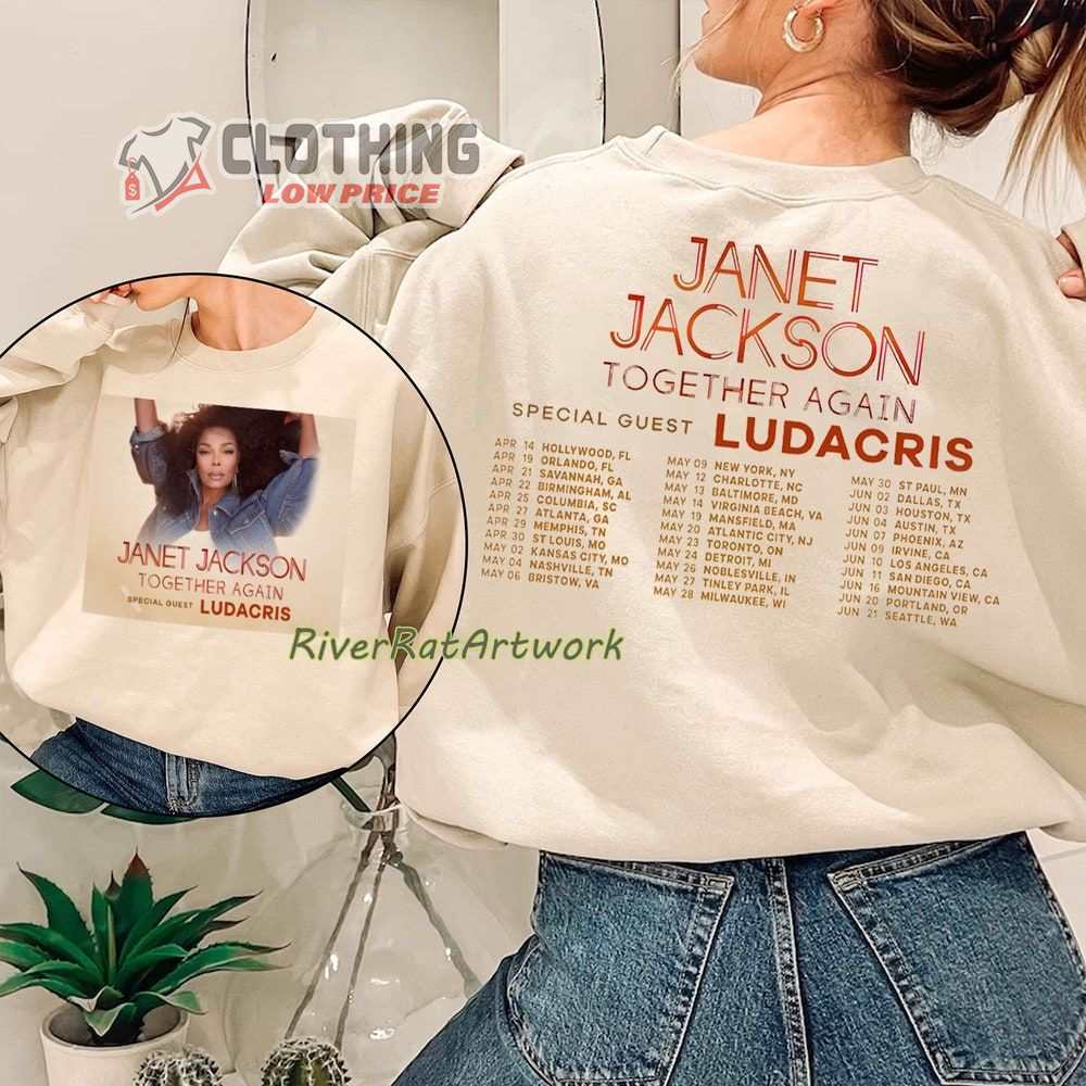 Janet Jackson Together Again Tour 2023 With Special Guest Ludacris Merch Janet Jackson World Tour 2023 Setlist Shirt Together Again Tour 2023 T-Shirt