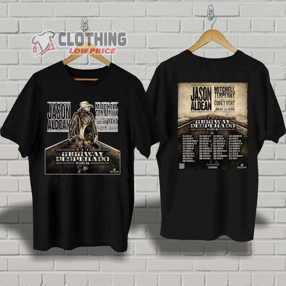 Jason Aldean Rock N Roll Cowboy Tour 2023 Merch, Highway Desperado Tour Shirt, Jason Aldean 2023 Concert With Special Guests T-Shirt