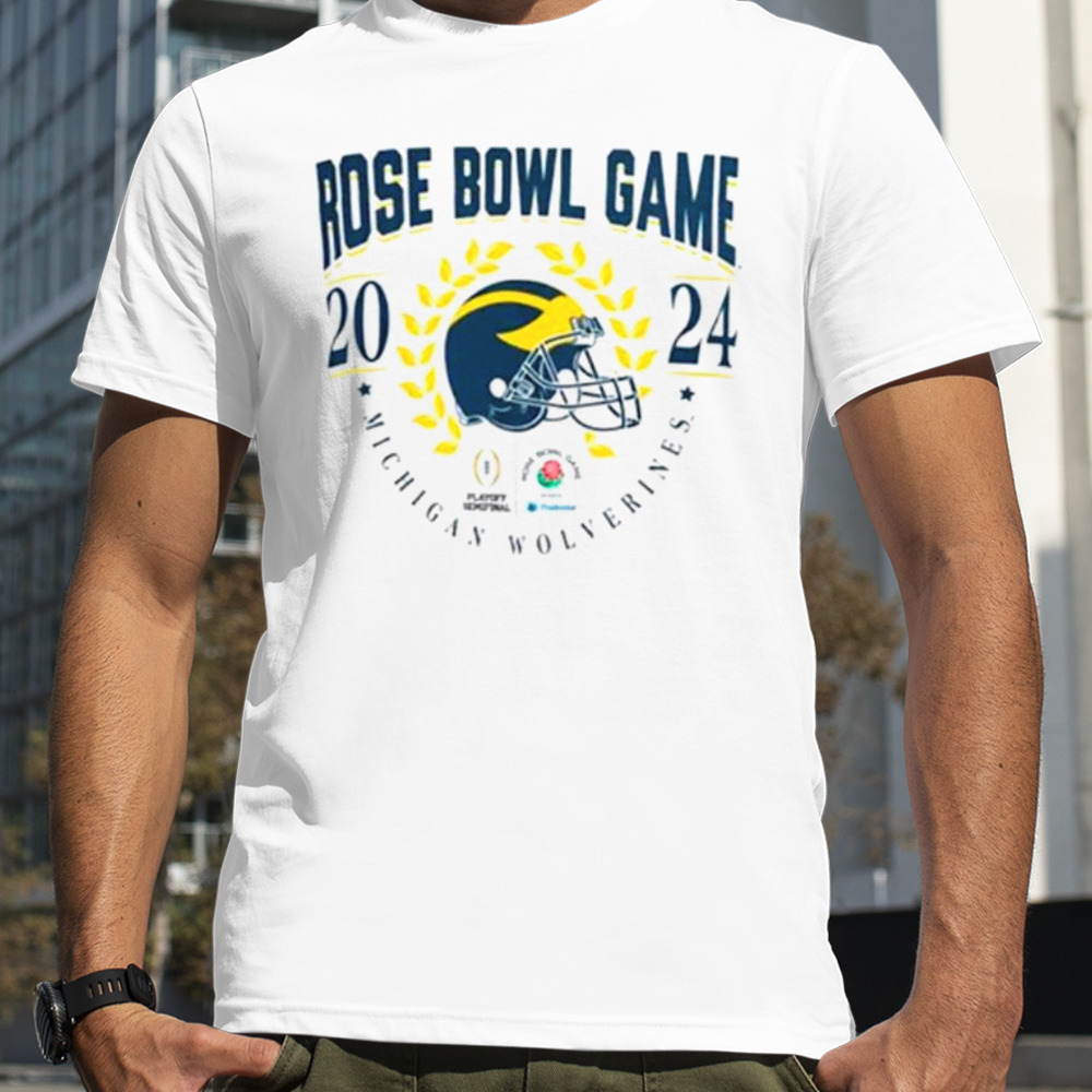 Michigan Wolverines 2023 helmet CFP Rose bowl game bound shirt