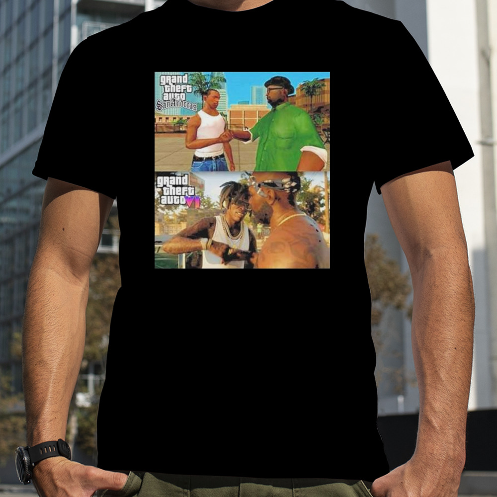 Grand Theft Auto San Andreas To Grand Theft Auto 6 Graphics Evolution Gang Handshake Scenes Shirt