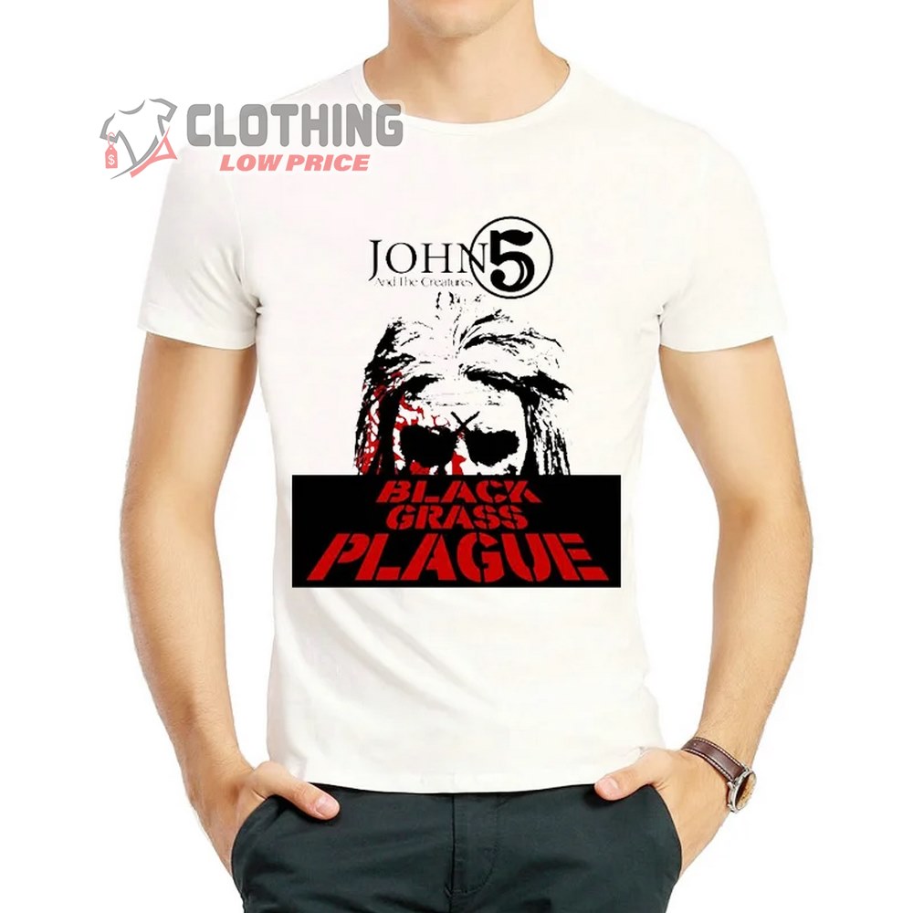 John 5 Black Grass Plague White Merch, John 5 Top Songs Merch, Vintage John 5 Shirt, Black Grass Plague Tee