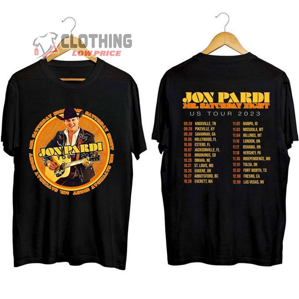 Jon Pardi Country Music T-Shirt, The Mr. Saturday Night World Tour 2023 Tee, Jon Pardi 2023 Tee