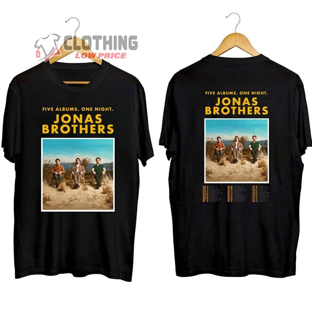 Jonas Brothers Band Tour Dates 2023 Merch, Jonas Brothers Five Albums One Night The Tour 2023 Shirt, Jonas Brothers North American Tour Dates T-Shirt