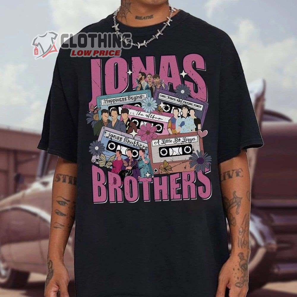 Jonas Brothers Cassette Merch, Nick Joe Kevin Shirt, Five Albums One Night Tour 2023 T-Shirt