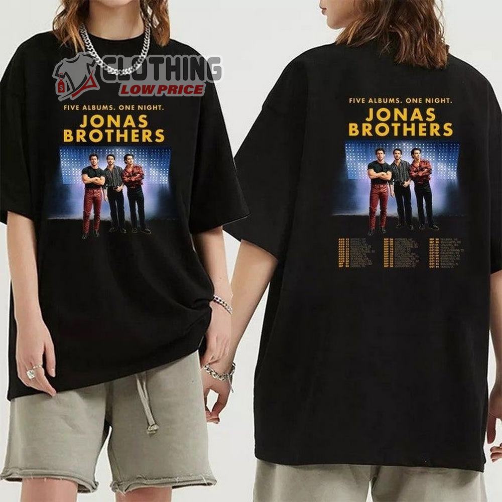 Jonas Brothers Five Albums One Night The Tour Dates 2023 Shirt, Jonas Brothers Band Shirt, Jonas Brothers 2023 Tour Tee, Jonas Brothers Merch For Fan