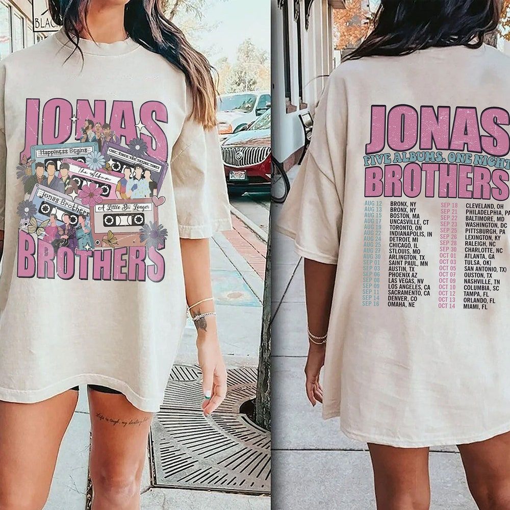 Jonas Five Albums One Night Tour 2023 Merch, Jonas Brothers Tour Dates 2023 Shirt, Jonas Brothers The Album Tour 2023 T-Shirt