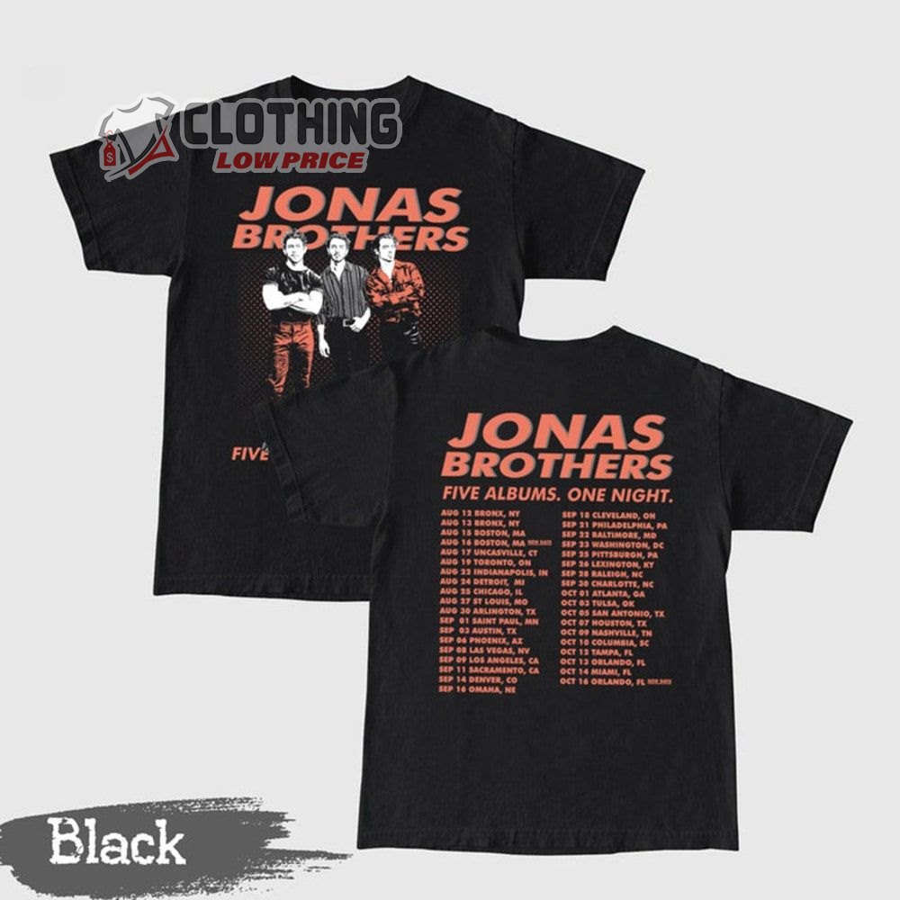 Jonas Five Albums One Night Tour 2023 Merch, Nick Joe Kevin Jonas Brother Shirt, Brothers 2023 Tour Setlist T-Shirt