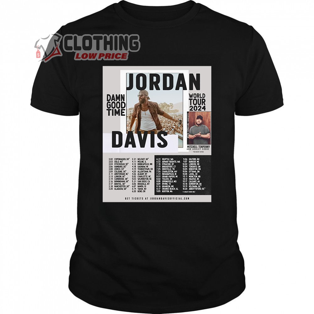 Jordan Davis World Tour 2024 Merch, Jordan Davis Damn Good Time Shirt, Jordan Davis Damn Good Time Tour Dates 2024 T-Shirt